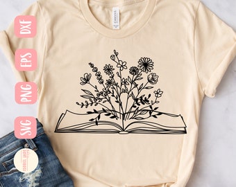 Wildflower Book SVG: Floral Cut File for Cricut