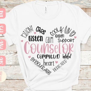 SVG de corazón de consejero: Diseño de camiseta, consejero escolar (descarga digital)