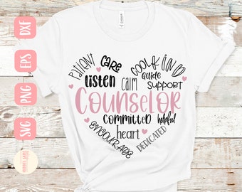 Counselor Heart SVG: T-Shirt Design, School Counselor (Digital Download)