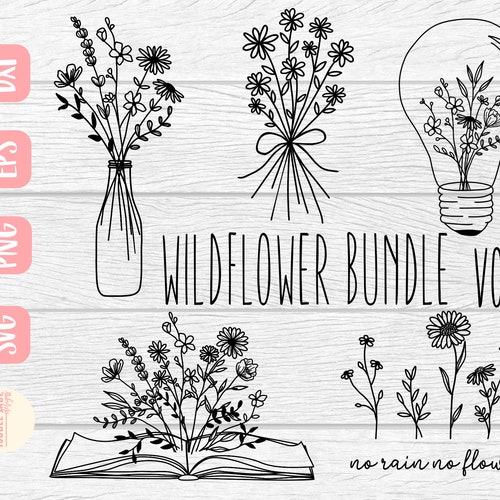 Wild Flowers Bundle Svg Wildflower Svg Flower Svg Line - Etsy