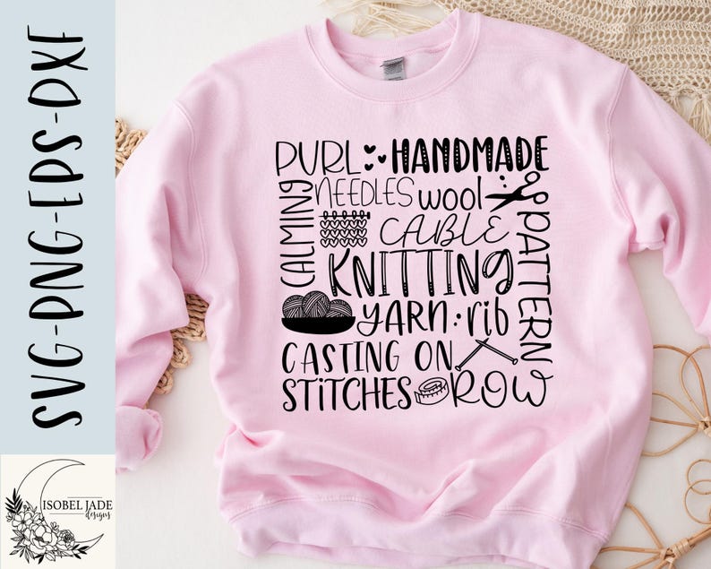 Knitting Subway Word Collage SVG File, Funny Yarn Wool Cricut & Silhouette Cut File, Shirt Digital Download image 5