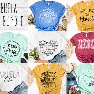 Design do pacote Abuela SVG - Arquivo SVG do pacote Abuela para Cricut - Pacote SVG da camisa Abuela - Download digital do Dia das Mães