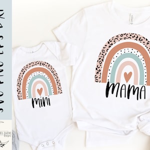Mama Mini Regenbogen SVG Set: Boho Mama und ich Design (Digitaler Download)