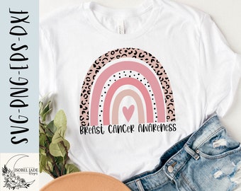 Breast cancer awareness SVG design - Pink rainbow SVG for Cricut - October pink ribbon SVG - Cancer Digital Download