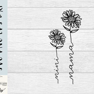 Mama and Mini Flower SVG Design Mommy and Me SVG File for - Etsy