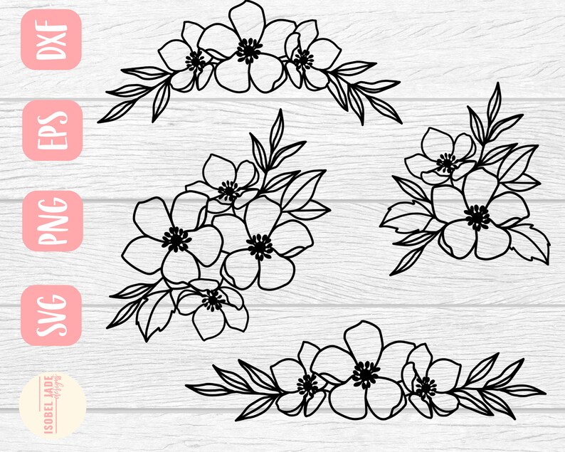Download Flower Frame Svg Digital Download Flower Elements Svg File For Cricut Flower Bundle Svg Design Clip Art Art Collectibles