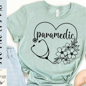 Paramedic Stethoscope Heart SVG: Floral EMT Shirt Design (Digital Download)