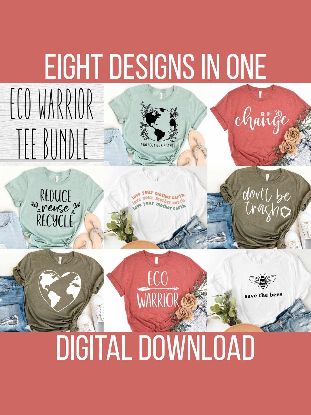 Eco Warrior Shirt SVG Bundle: Earth Day Designs (digital Download) - Etsy