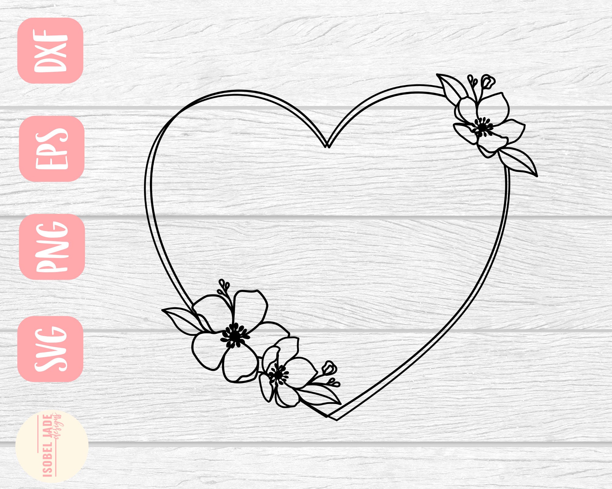 Download Heart Flower Spray Svg Design Floral Border Svg File For Cricut Heart Flower Sign Svg Digital Download