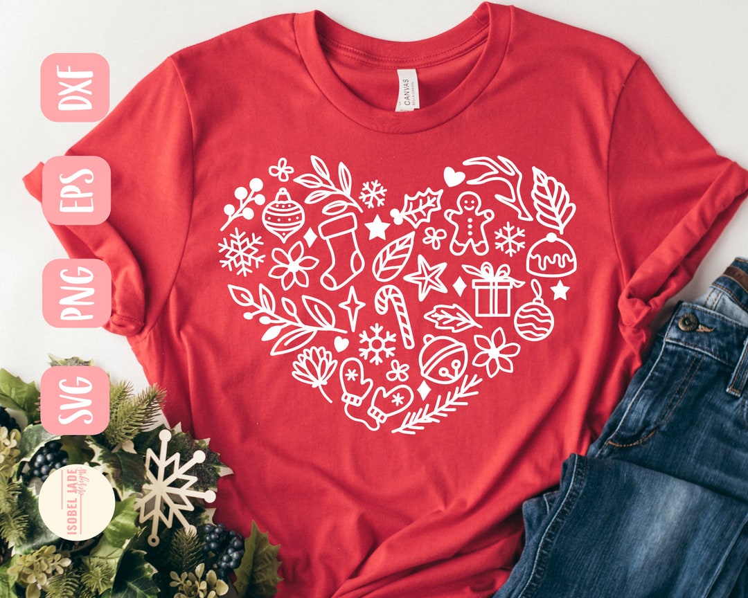 Christmas SVG Design Heart SVG for Cricut Christmas Shirt SVG Cut File ...