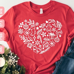 Design SVG de Natal - Coração SVG para Cricut - Camisa de Natal SVG - Arquivo de corte