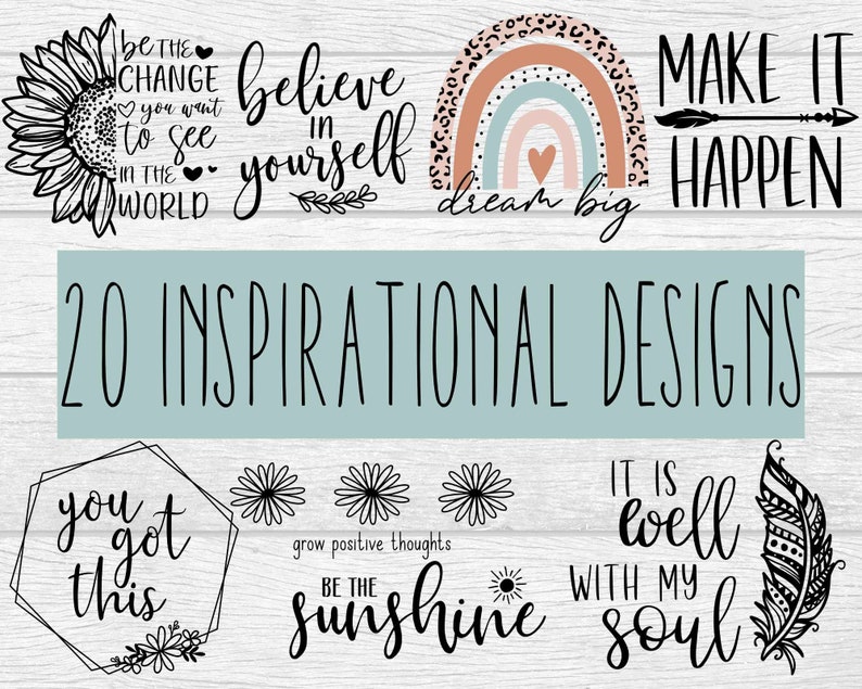 Inspirational SVG Bundle, Big Bundle SVG file for Cricut, Dream bundle SVG - Positive vibes bundle - Motivational Digital Download 