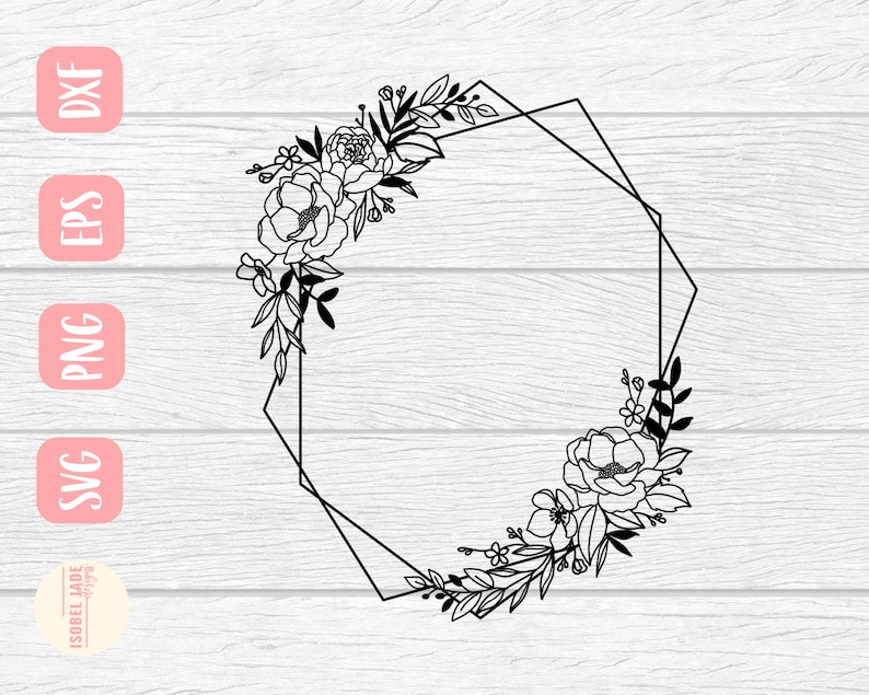 Download Geometric floral wreath svg Flower wreath svg Modern Floral | Etsy