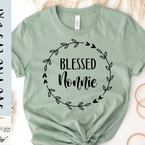 Blessed Nonnie SVG-Design - Nonnie Kranz SVG-Datei für Cricut - Lorbeerkranz SVG - Digital Download