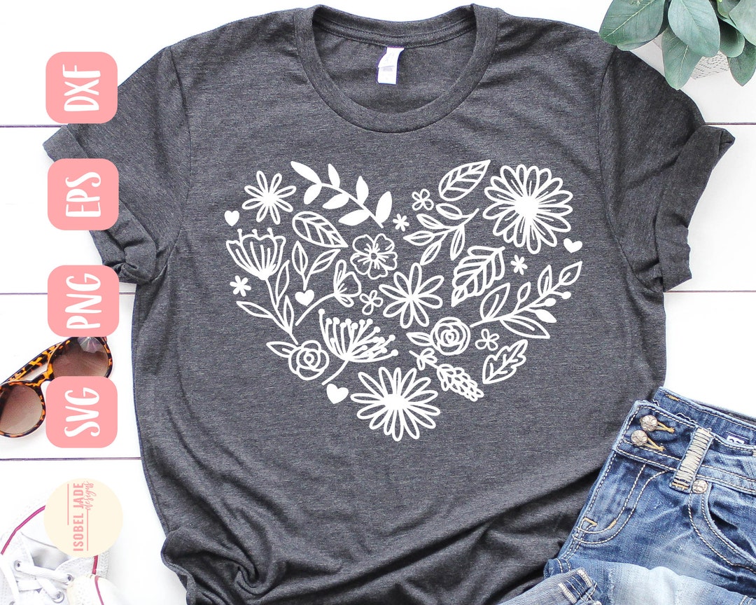 Floral Heart SVG: Flower Wreath Cut File (digital Download) - Etsy