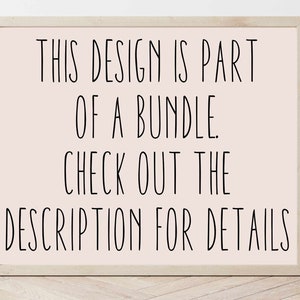 May include: A framed sign with a pink background and black text that reads "This design is part of a bundle. Check out the description for details."