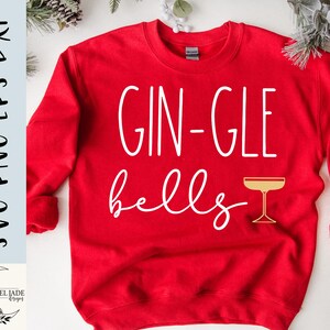 GIN-gle bells shirt SVG-ontwerp - grappig gin-shirt SVG voor Cricut - kerstcocktails - bestand knippen