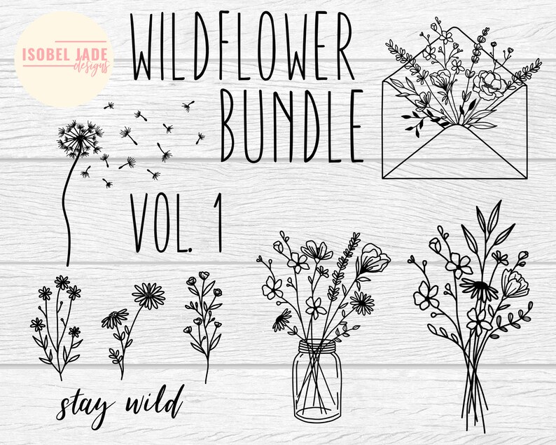 Wildflowers SVG Bundle Big Bundle SVG file for Cricut | Etsy
