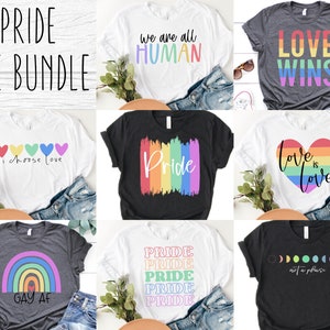 Bundle SVG fierté - chemise fierté SVG pour Cricut - lot de tees Love is love lot SVG - téléchargement numérique arc-en-ciel