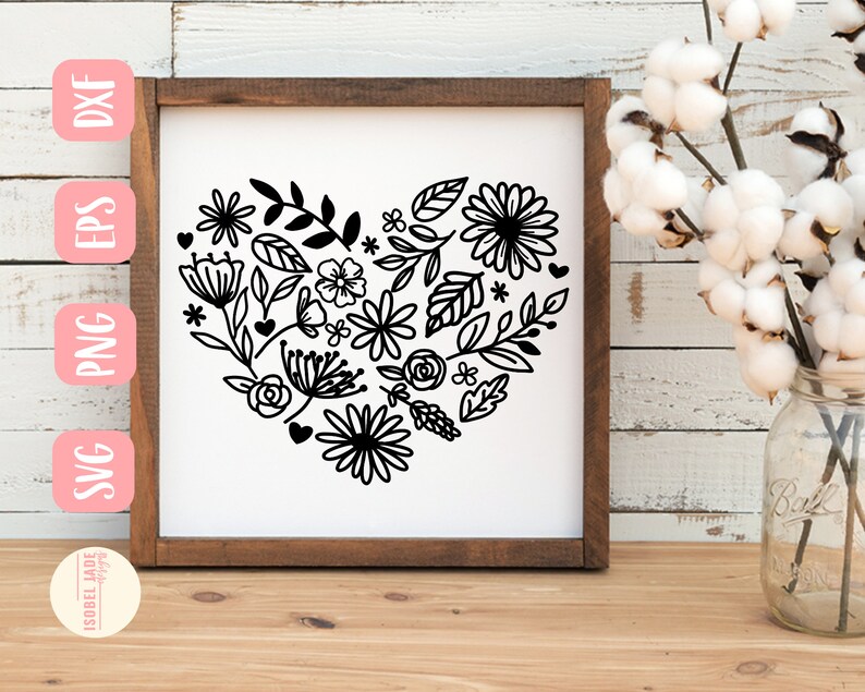 Download Corazón de flor SVG diseño Corazón SVG para Cricut Corona ...