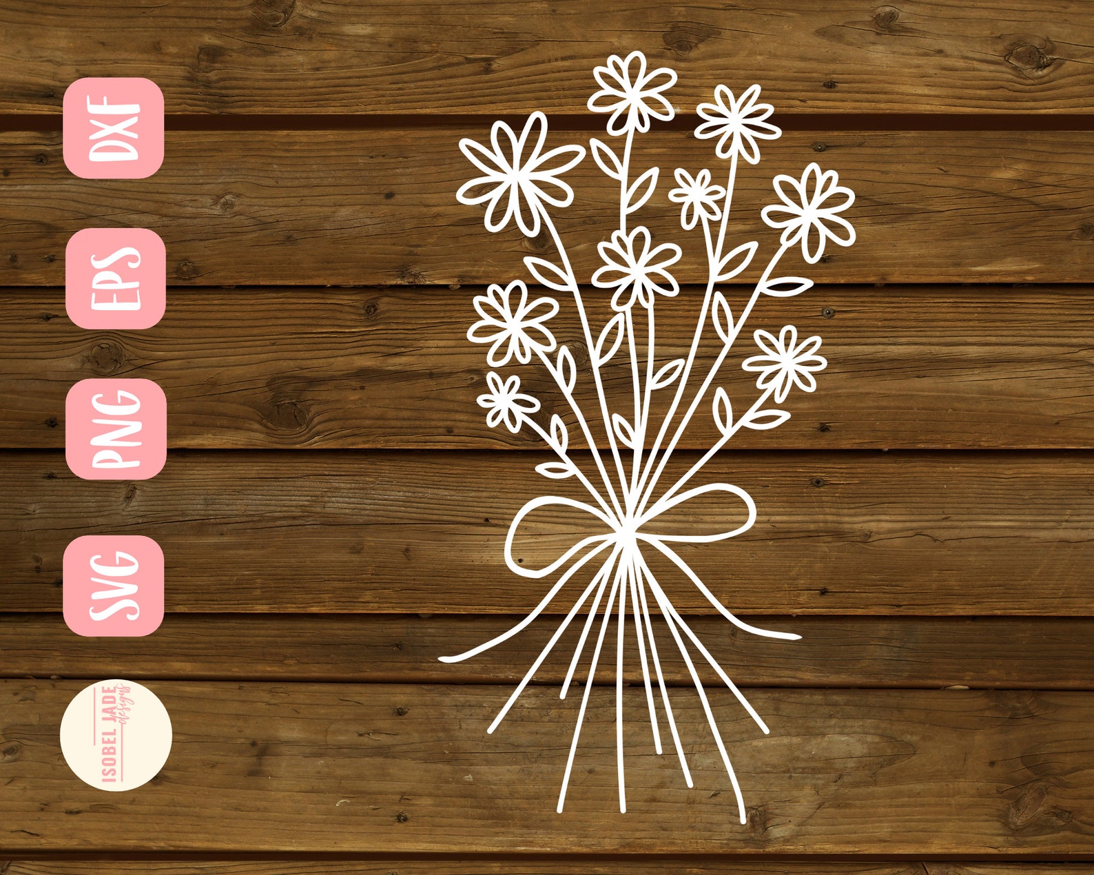 Daisy Bouquet Svg Flowers Svg Daisy Svg Line Drawing Etsy