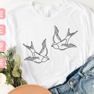 Swallows SVG design - Swallow tattoo SVG file for Cricut - Birds SVG - Digital Download