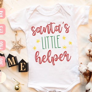 Santa&#39;s Little Helper SVG: Baby Christmas Onesie Cut File