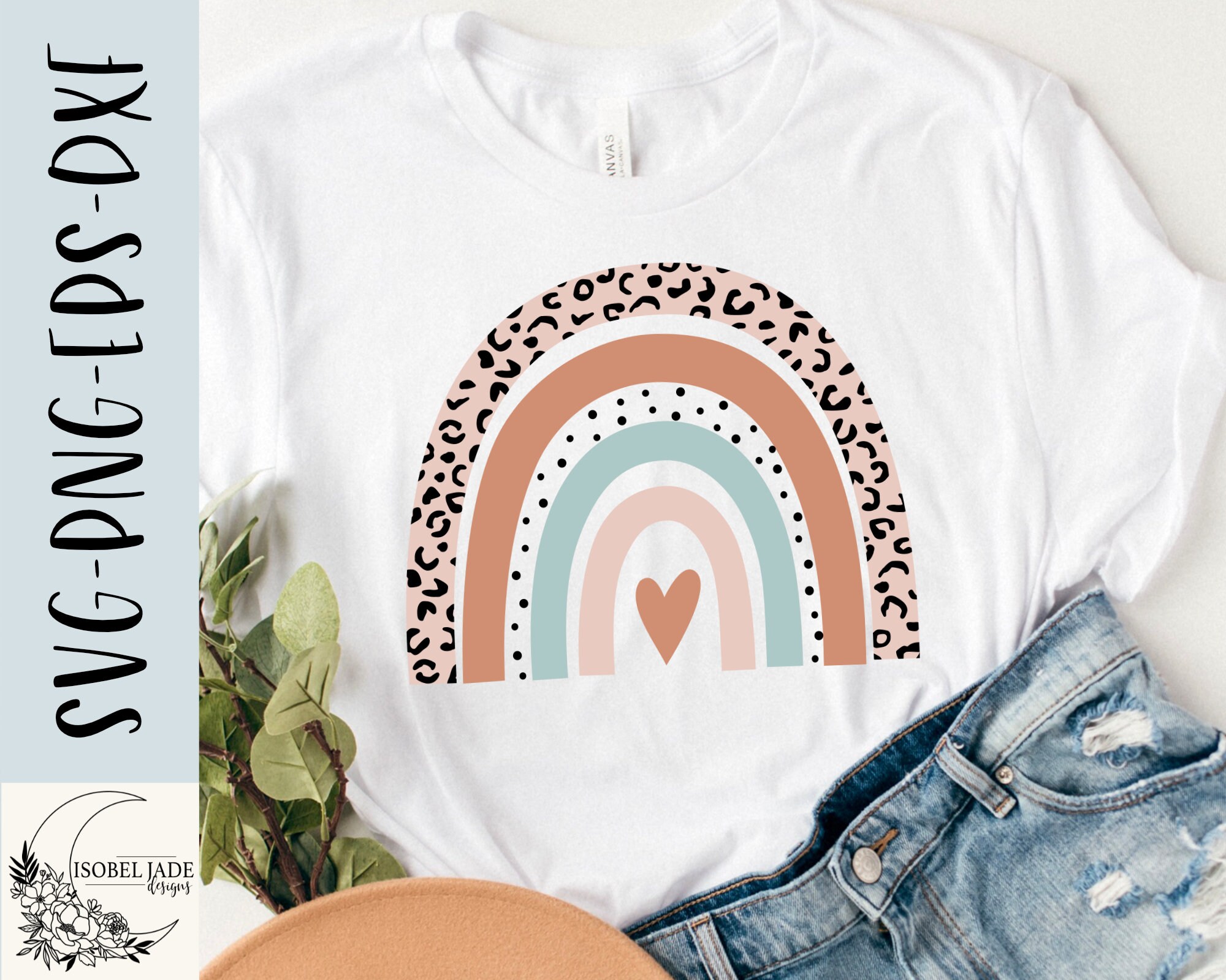 Rainbow SVG design - Leopard SVG for Cricut - Boho rainbow SVG - eps, dxf, png - Digital download