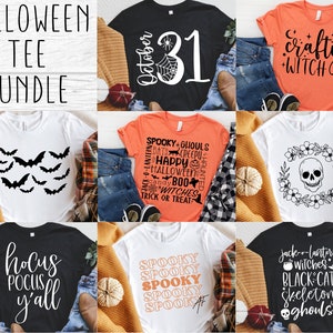 Méga lot de dessins de chemises d&#39;Halloween SVG (téléchargement numérique)