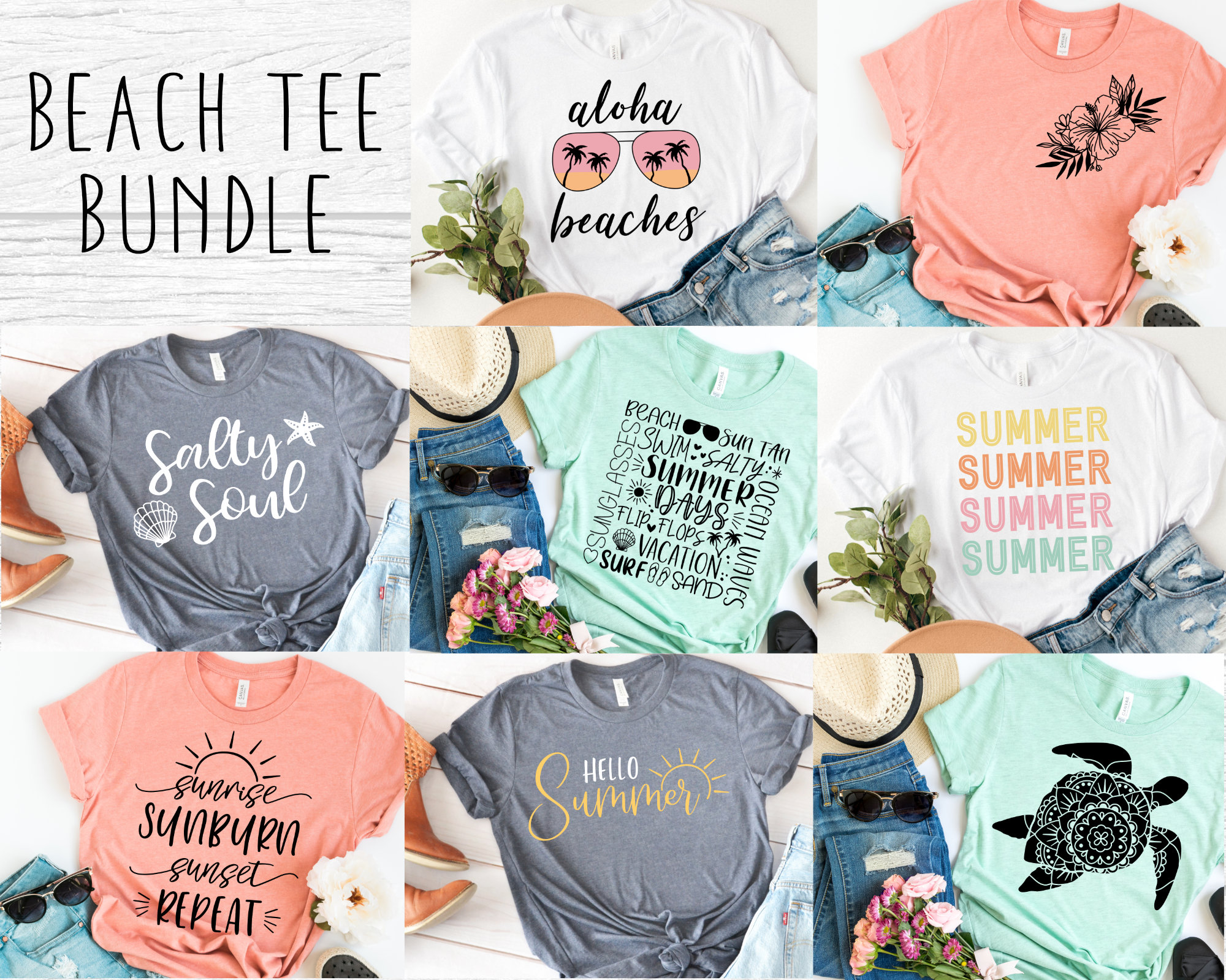 Summer SVG Bundle Beach shirt SVG for Cricut Summer tee | Etsy