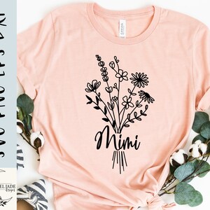 Mimi Wildflower Bouquet SVG: Cricut Shirt Design (Digital nedladdning)