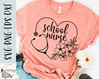 School Nurse Stethoscope SVG: Floral Heart Design (Digital Download)