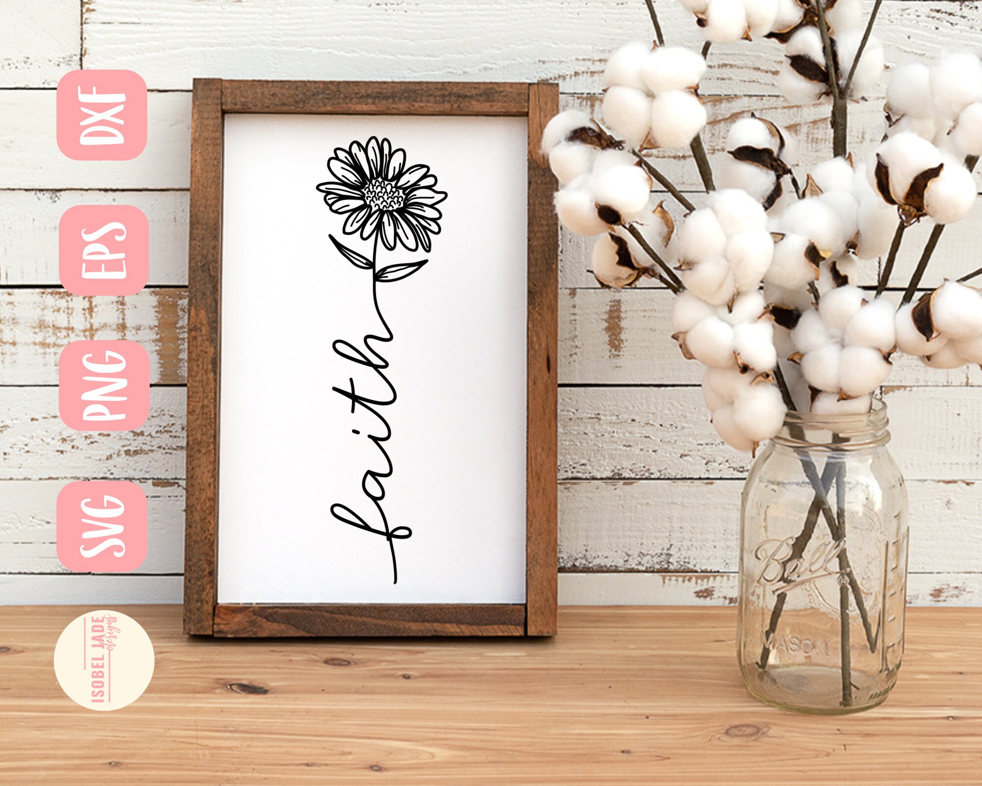 Faith SVG design  Flower SVG file for Cricut  Religious SVG  Digital