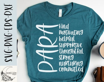 Para Professional SVG: Paraprofessional Teacher Aide Shirt Design eps, png, dxf (Digital Download)