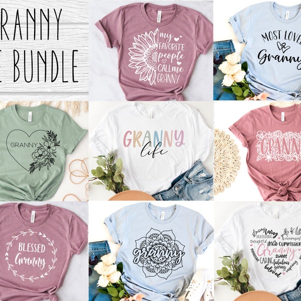 Granny SVG Bundle 8 Designs, Floral Love & Family Shirt Graphics, Mother’s Day Cricut Cut Files, Digital Download