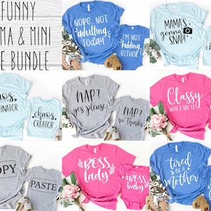Diseño de paquete Mama and Mini SVG - Archivo SVG Mommy and Me Bundle para Cricut - Paquete SVG del Día de la Madre - Descarga digital Funny Mama