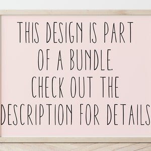 Puede incluir: Una impresi&oacute;n enmarcada con un fondo rosa y texto negro que dice "This design is part of a bundle. Check out the description for details."