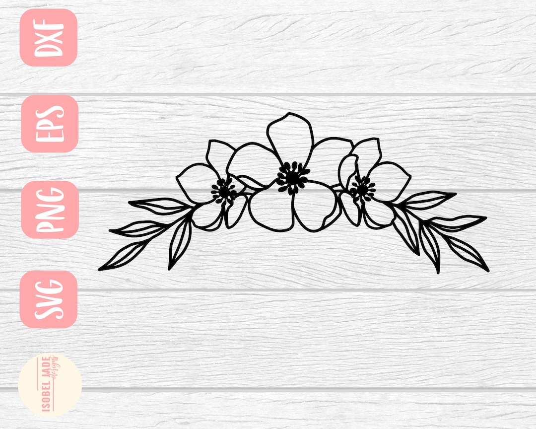 Flower Header SVG Design Simple Flower SVG File for Cricut Etsy UK