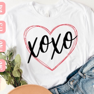 Diseño SVG de corazón xoxo - Archivo SVG de camiseta de corazón para Cricut - SVG del día de San Valentín - Descarga digital