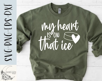Design SVG a forma di cuore per hockey su ghiaccio: file di taglio Cricut e Silhouette (download digitale)