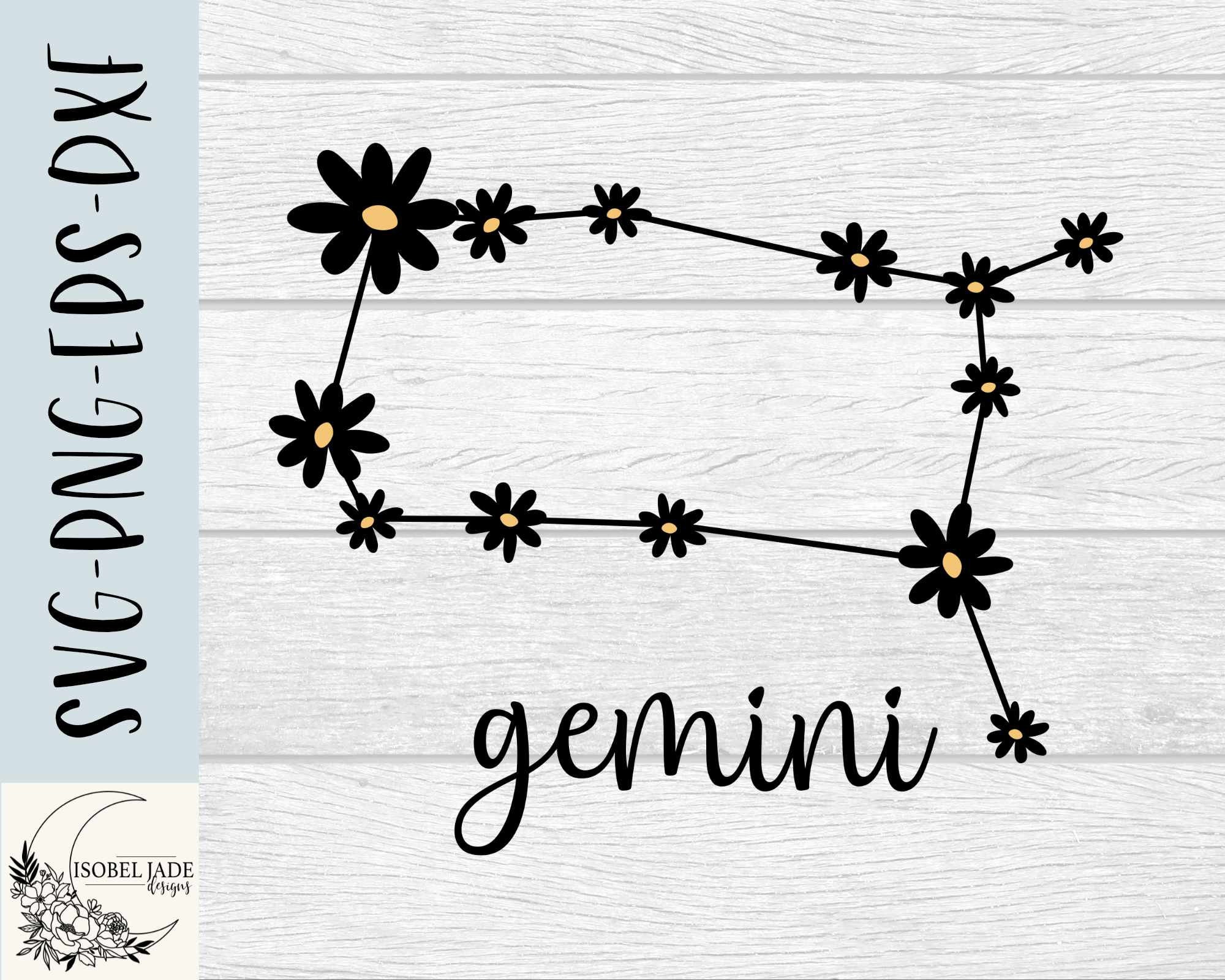 Gemini Constellation Svg Daisy Svg Gemini Svg Horoscope Etsy