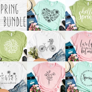 Pacchetto SVG pacchetto primaverile - Camicia primaverile SVG per Cricut - Pacchetto SVG pacchetto fiori - Download digitale