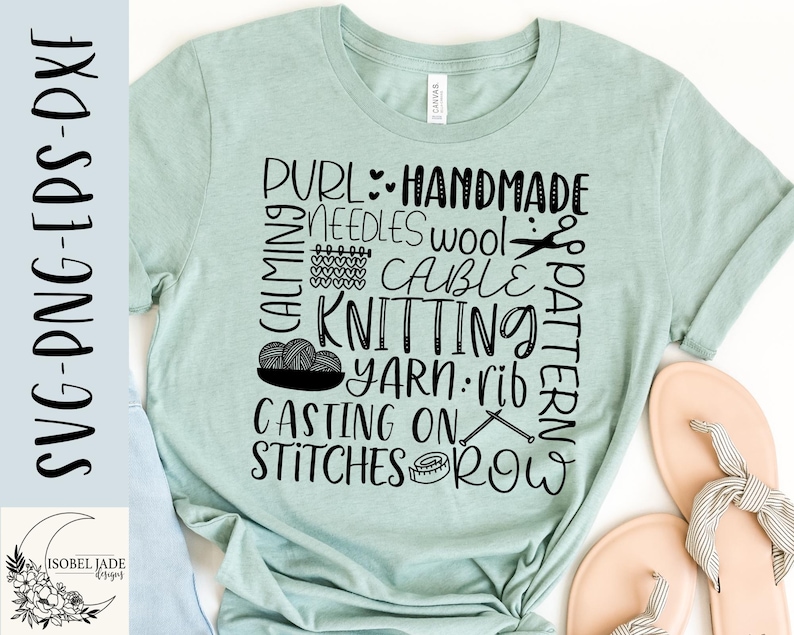 Knitting Subway Word Collage SVG File, Funny Yarn Wool Cricut & Silhouette Cut File, Shirt Digital Download image 2