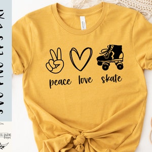 Patinaje SVG design - Peace love skate SVG for Cricut - Skate shirt SVG - Roller skating life Cut file - eps png dxf svg - Descarga digital