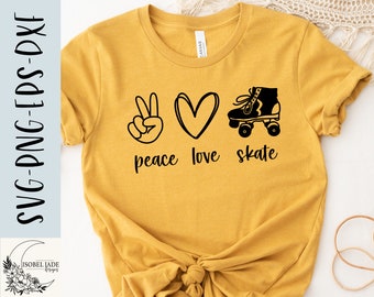 Peace Love Skate SVG: Roller Skating Shirt Design (Digital Download)