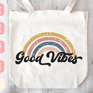 Good vibes SVG design - Rainbow SVG file for Cricut - Good vibes sublimation file - Téléchargement numérique