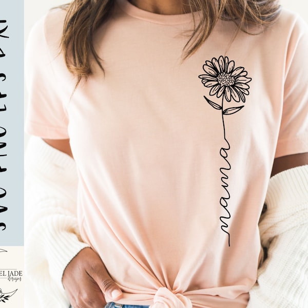 Mama fleur svg, svg mère, maman svg, svg chemise fête des mères, maman svg, svg fleurs sauvages, SVG, PNG, EPS, téléchargement immédiat, Cricut