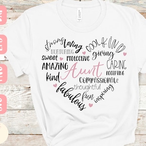 Tía corazón svg, Tía svg, Camisa, Tía svg, Corazón svg, Día de las Madres svg, SVG,PNG, EPS, Dxf, Descargar, Cricut