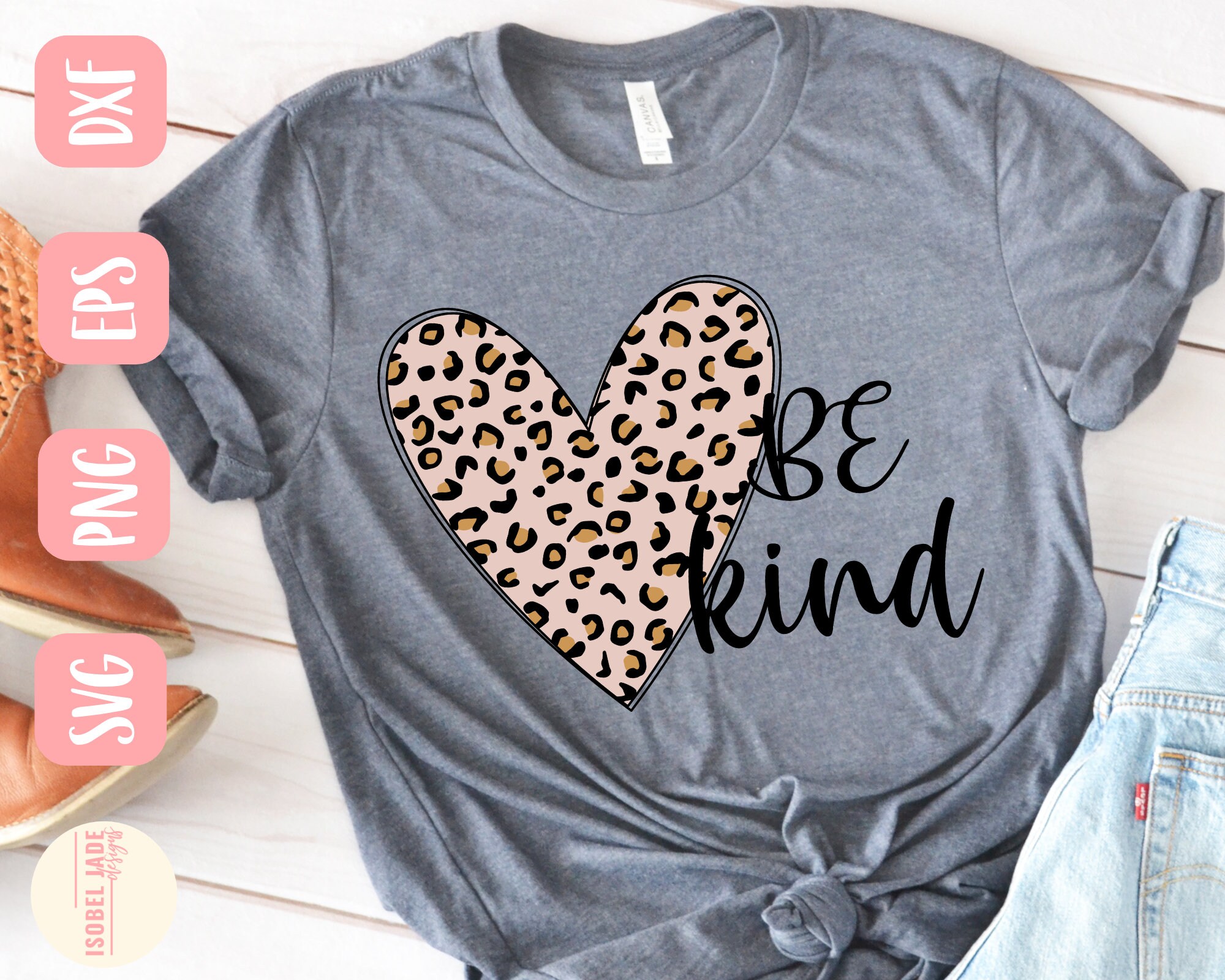 Be Kind SVG Design Leopard Heart SVG File for Cricut - Etsy