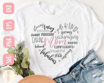 Mom heart svg, Mom svg, Shirt, Mama svg, Heart svg, Mother svg, Mothers Day svg, Typography svg, SVG,PNG, EPS, Dxf, Download, Cricut